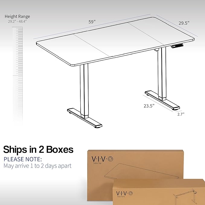 VIVO Electric 60 x 30 in Standing Desk, Memory Height Adjustment, 1B Series, White Top Gray Frame, DESK-KIT-1G6W-30