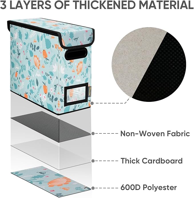 BALEINE File Organizer Box with Lid, Collapsible File Folder Organizer with Plastic Slide, Hanging File Folder Box for Office Document Storage (1 Pack, Spring Stroll, S)-DeskLoop Office