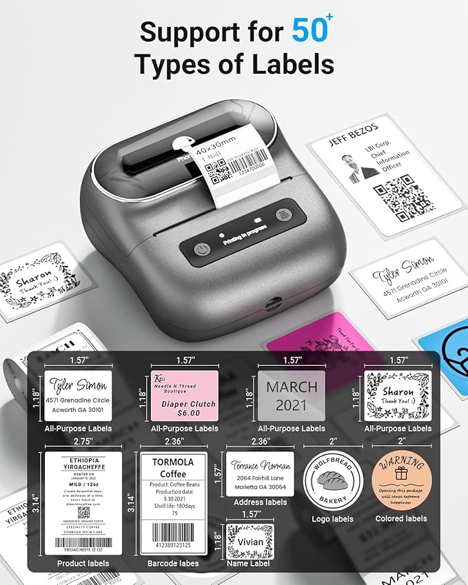 Phomemo M220 Label Maker, Bluetooth Barcode Label Printer, Thermal Sticker Maker Machine for Barcode, Address, Tag Labeling, Compatible with Phone & Laptop-DeskLoop Office