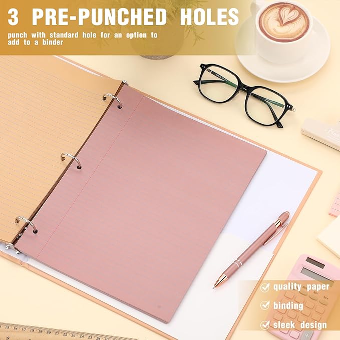 PerKoop 600 Sheets Colored Loose Leaf Paper 8.5" x 11" college ruled Lined 3 Hole Punched notebook Filler Paper for 3 Ring Binders Office School Supplies (Gemstone Color)-DeskLoop Office