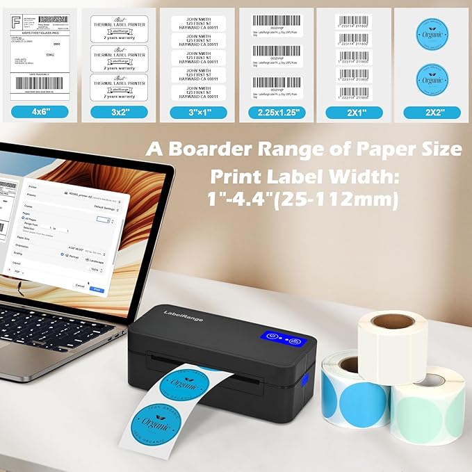 Bluetooth Thermal Label Printer for Mac, Windows, Phone, Tablet, Wireless 4x6 Shipping Label Printer for Shipping Packages, Support USPS, Ebay, Amazon, Pirate Ship-DeskLoop Office