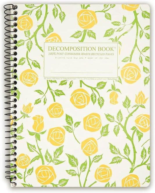 Decomposition Roses College Ruled Spiral Notebooks – 9.75 x 7.5 Journal with 160 Lined Pages – Cute Notebooks for School Supplies, Home & Office – 100% Recycled Paper – Made in USA-DeskLoop Office