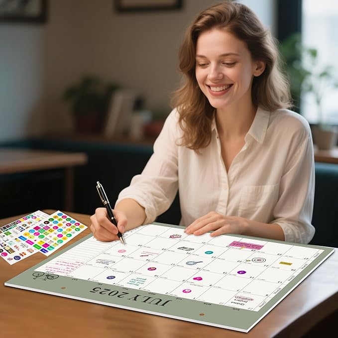 Gannyfer Desk Calendar 2025-2026, Magnetic Calendar for Refrigerator, July 2025-Dec 2026, 18 Monthly Wall/Fridge/Desktop Calendar with Hanging String, Magnetic Stripe, 3 Stickers, for Office, Home or School (14" x 11")-DeskLoop Office