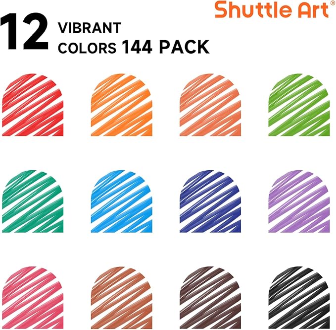 Shuttle Art Dry Erase Markers, 12 Colors 144 Bulk Pack Whiteboard Markers, Fine Point Dry Erase Markers Perfect for Writing on Dry Erase Whiteboard Mirror Glass for School Office Home-DeskLoop Office