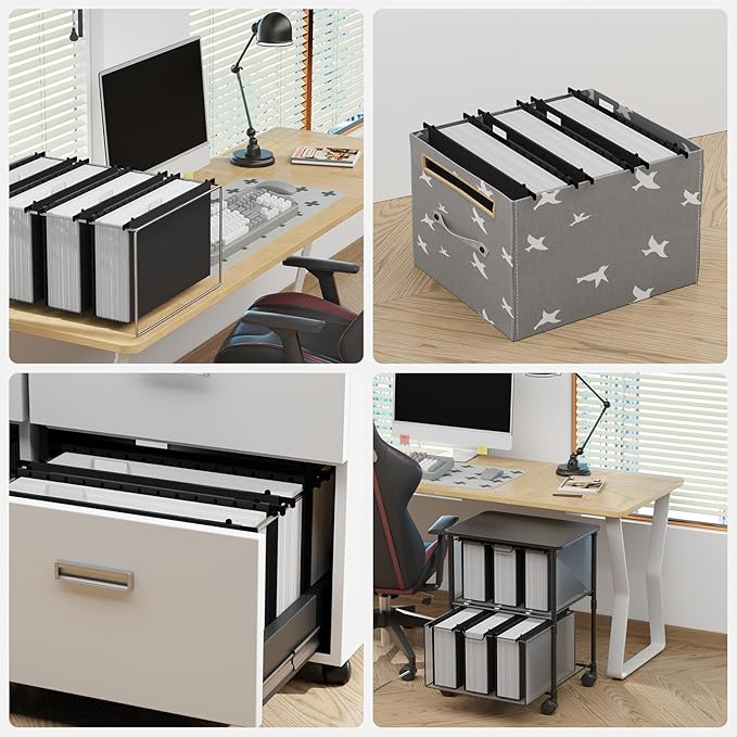 ANSOOK Plastic Legal Size Hanging File Folders, 3 Inch Reinforce Expanding File Folder,12 Pack Black Folders,File Cabinet Folders with Insertable Tabs,Accordion File Organizer for Office Home School-DeskLoop Office