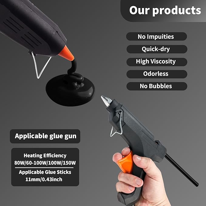 MATUFF Black Hot Glue Sticks Full Size 0.43” Dia x 8” Long, 20 pcs Hot melt Adhesive Glue Sticks, All-Purpose Glue Gun Sticks for DIY Black Crafting Arts and Wedding Cards, Stamp Sealing-DeskLoop Office