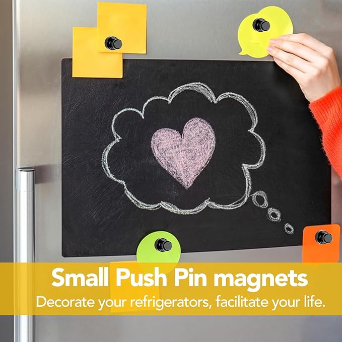 LOVIMAG Refrigerator Magnets, 56 Pcs Fridge Magnets Black Strong Magnets for Whiteboard, Small Neodymium Magnets for Fridge, Push Pins Magnets Ideal for Kitchen Magnets, Office Magnets, Map Decorative-DeskLoop Office