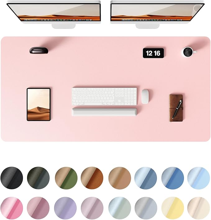 YSAGi Leather Desk Protector, Office Mat, Large Mouse Mat, Non-Slip PU Leather Blotter, Laptop Pad, Waterproof Writing Pad for Office and Home (Light Pink, 47.2" x 23.6")-DeskLoop Office