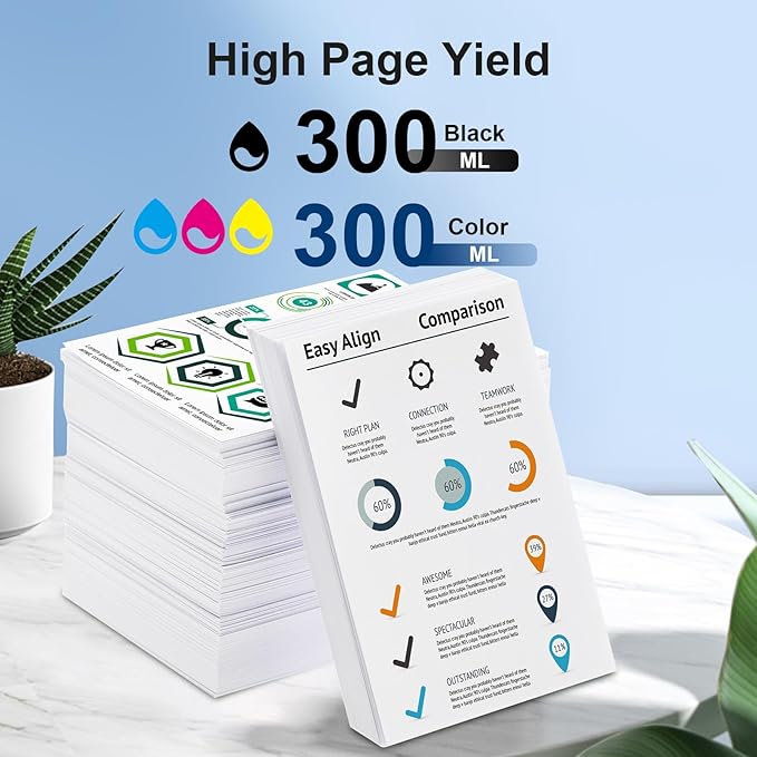 738 738XL Ink Cartridges 4-Pack with Chip Replacement for HP 738 498N8A 676M6A 676M7A 676M8A DesignJet Ink Cartridge - 300ML for DesignJet T850 T950 Wide Format Printer Plotters (4-Pack, BK/C/M/Y)-DeskLoop Office