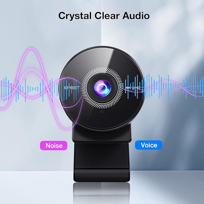 EMEET C950 4K Webcam for PC - 8 Megapixels 4K UHD, PDAF Autofocus, Noise-Canceling Mic, 70° FOV, 1080P@60FPS, Privacy Cover, USB 2.0 Plug&Play, No Tripod Hole, Ideal Webcam for Zoom/Teams/Google Meet-DeskLoop Office