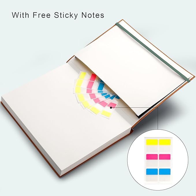 EMSHOI A4 College Ruled Notebook Journal- 400 Pages (200 sheets), 7mm Spacing & Vegan Leather Cover for Work, School, Bible Study, Bullet Journaling- with Sticky Notes, Pocket & Pen Holder - Orange-DeskLoop Office