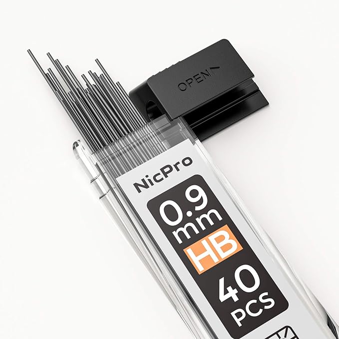 Nicpro 2 PCS 0.9 mm Metal Mechanical Pencils Set, Drafting Pencil for Artist Writing, Sketching, Drawing, with 4 Tubes HB Lead Refill & Erasers, Erasers Refills & Storage Case-DeskLoop Office