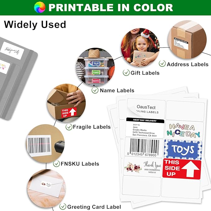 2x4 Label Stickers, 1000 Matte Printable Sticker Labels for Address Labels, Mailing Labels, Shipping Labels, Sticker Making, 8.5 x 11 Label Sheets for Lase Inkjet Printer, 10 Up Per Sheet, 100 Sheets-DeskLoop Office