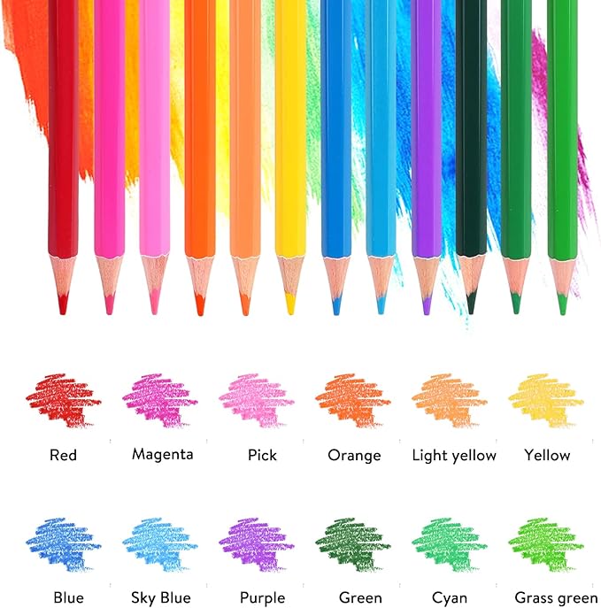 12-Color Colored Pencils Professional Coloring Pencils for Kids and Adults Art Color Drawing Pencil Set-DeskLoop Office