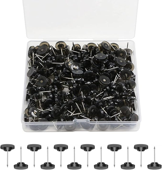 Push Pins for Cork Board,Black Flat Push Pins for Wall Hangings,60 Count Thumb Tacks Plastic Head with Steel Point for Bulletin Board in Reusable Box-DeskLoop Office