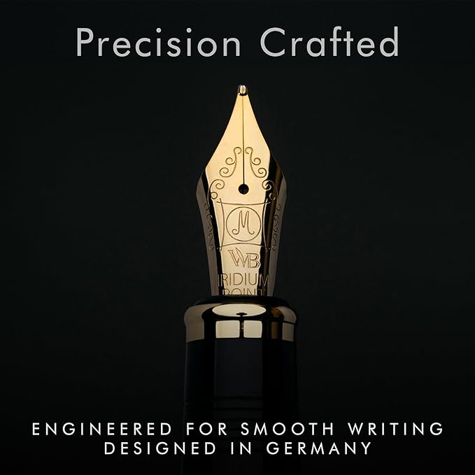 Wordsworth & Black Majesti Fountain Pen-(Blue), Luxury Case, 24K Gold Finish; 18K Gilded Medium Nib- Ink Cartridges, Refillable Ink Converter-Calligraphy Pen-Best Business Gift Set for Men & Women-DeskLoop Office