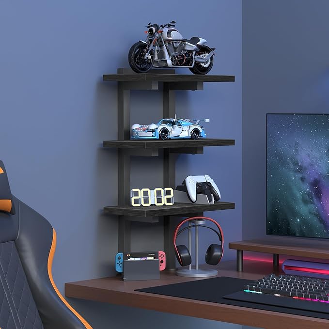 Clamp On Desk Organizer, 3-Tier Desktop Bookshelf, Adjustable Desk Storage Shelf, Metal Frame, for Office, Study and Game Room, Black DSBK3601-DeskLoop Office