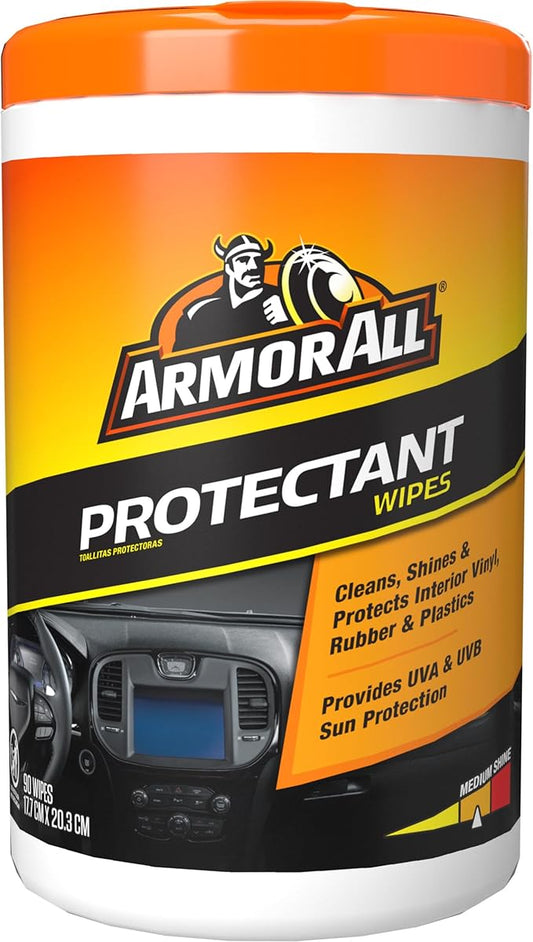 Armor All Car Interior Protectant Wipes, 90 Count Canister, UV Protectant for Vinyl, Rubber, Plastic, Trim and Dashboards-DeskLoop Office