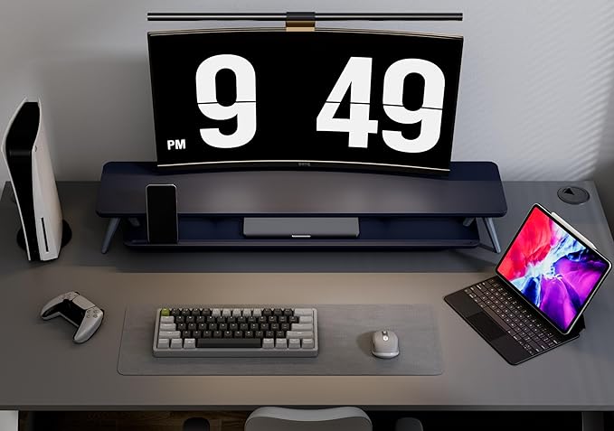 Fenge Dual Monitor Stand, Monitor Stands Riser for 2 monitors, 42.5 Inch Wood Desk Shelf with Storage Organizer and Cable Management for Office Desk Accessories-DeskLoop Office