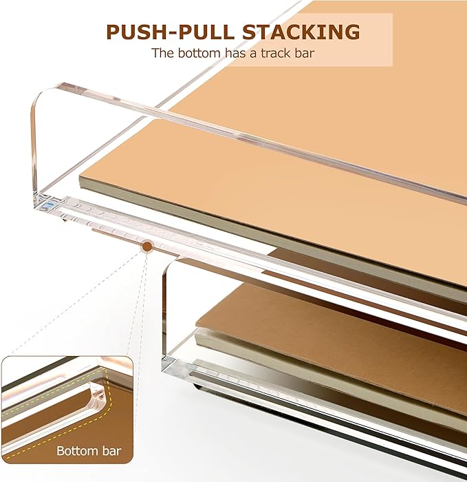 SANRUI 4 Tier Stackable Paper Letter Tray, Acrylic Vertical File Tray A4 Desk Organizer and Accessories Sorter Trays, Clear Workspace Office Supplies Organizers,12inx9.25inx6.6in-DeskLoop Office