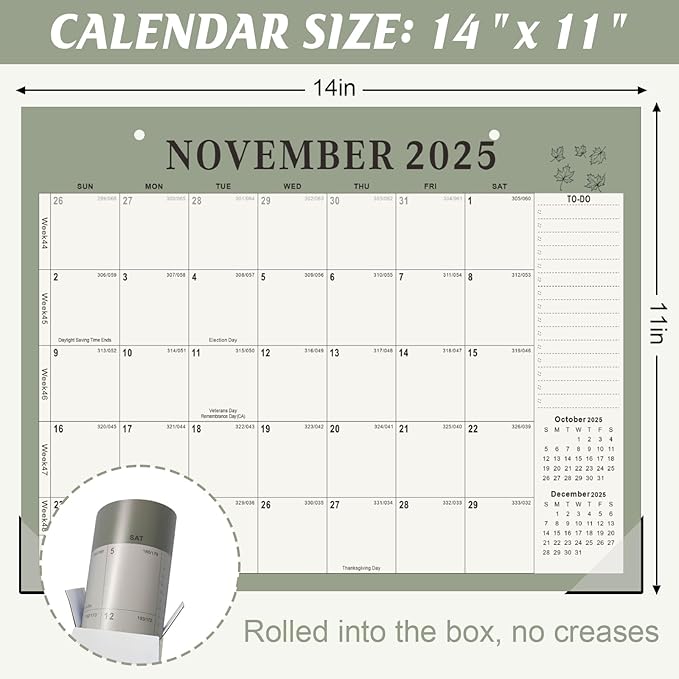 Gannyfer Desk Calendar 2025-2026, Magnetic Calendar for Refrigerator, July 2025-Dec 2026, 18 Monthly Wall/Fridge/Desktop Calendar with Hanging String, Magnetic Stripe, 3 Stickers, for Office, Home or School (14" x 11")-DeskLoop Office