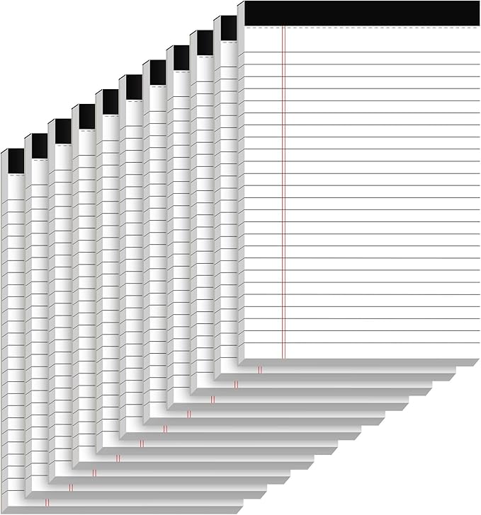 10 Pack of Legal Pad Writing Pads 5" x 8" Notepad 80gsm Recycled Paper Small Legal Pads 25 Lines Note Pads Perforated Legal Pads 30 Sheets Double-Sided Printing Legal Pads for School, College, Office-DeskLoop Office