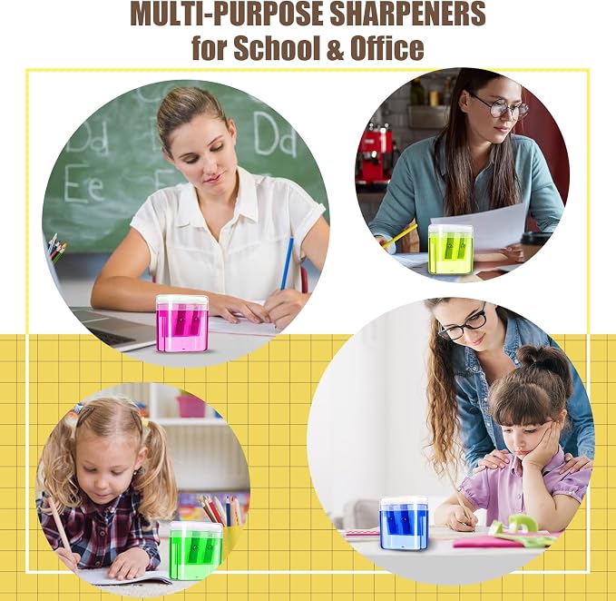 OCHIDO 100 Pack Pencil Sharpeners Bulk, School Supplies Double Hole Sharpener - Image 7