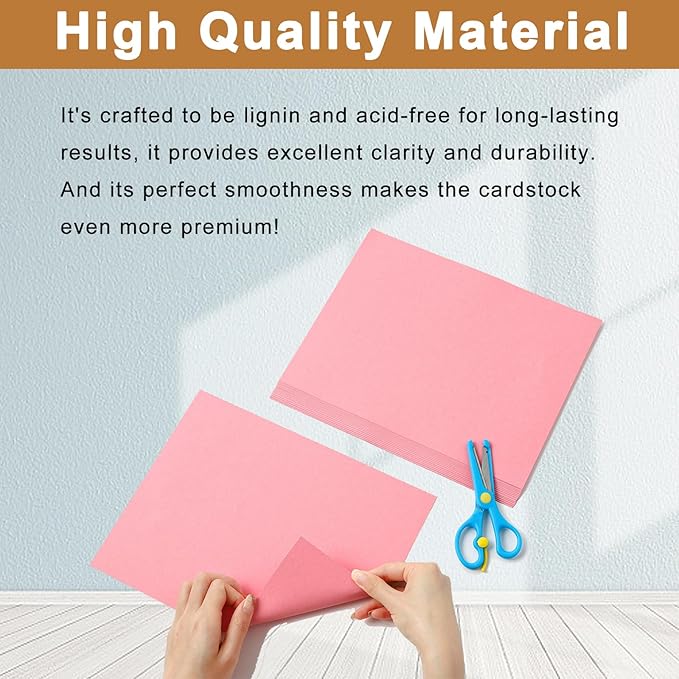 100 Sheets Candy Pink Cardstock 8.5 x 11 Crafting Paper, 200gsm/75lb Premium Heavyweight Paper Card Stock for Wedding Invitations, Cards Making, Greeting Cards, Girlfriend, Scrapbooking-DeskLoop Office