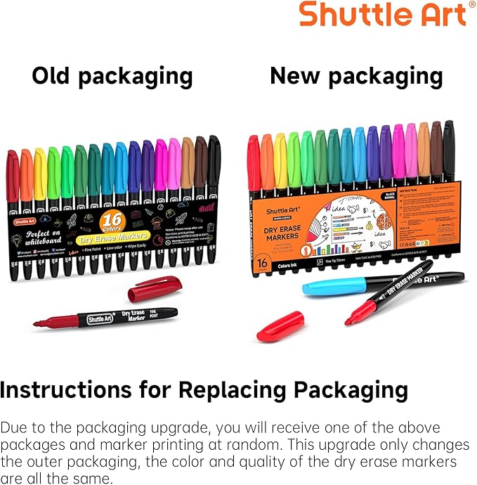 Shuttle Art Dry Erase Markers, 16 Colors Whiteboard Markers,Fine Tip Dry Erase Markers for Kids,Perfect For Writing on Whiteboards, Dry-Erase Boards,Mirrors,Calender, School Office Supplies-DeskLoop Office