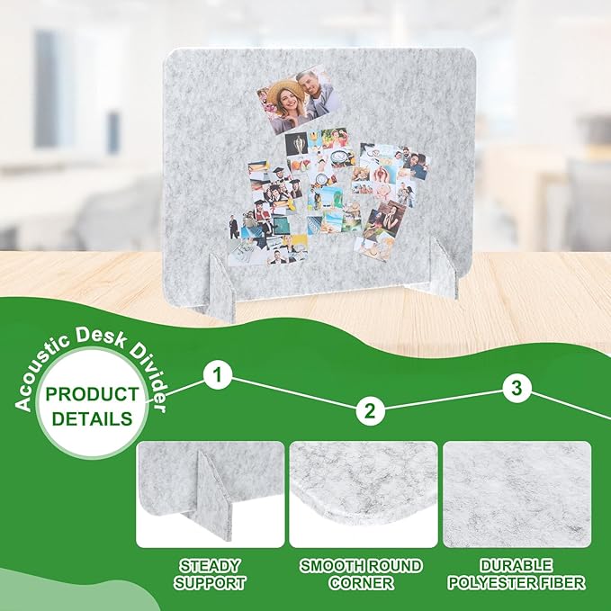 PATIKIL Desk Divider, 2 Set 24 x 16 Inch Acoustic Freestanding Desk Divider Desk Privacy Panel with 4 Pcs Support Feet for Library Office Workstation, Light Grey-DeskLoop Office