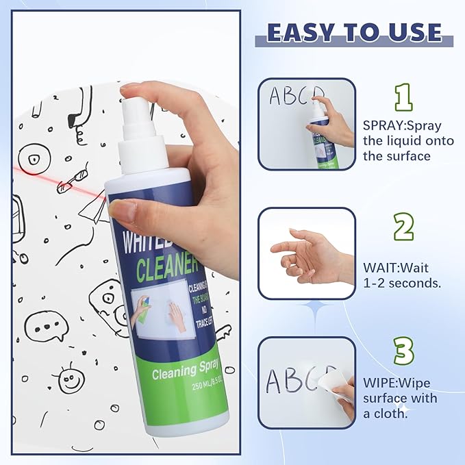 12 Pack Whiteboard Cleaner 8.5oz Dry Erase Board Cleaner White Board Cleaning Spray Dry Erase Cleaner Spray Removes Stubborn Marks from Whiteboard Chalkboard