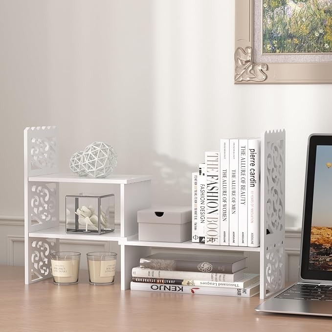 Jerry & Maggie - WPC Desktop Organizer White Office Storage Rack Shelf | Birthday Gifts - Toy - Home Decor | Free Style Rotation Display Modern Luxurious Stand Shelf (White)-DeskLoop Office