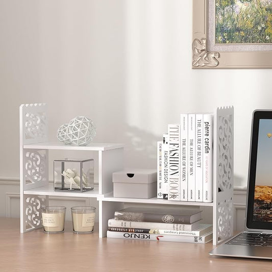 Jerry & Maggie - WPC Desktop Organizer White Office Storage Rack Shelf | Birthday Gifts - Toy - Home Decor | Free Style Rotation Display Modern Luxurious Stand Shelf (White)-DeskLoop Office