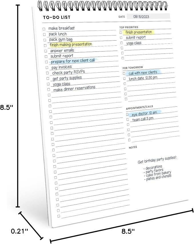 Of a Happy Kind To Do List Spiral Notepad 8.5x11 52 Sheets - Image 7