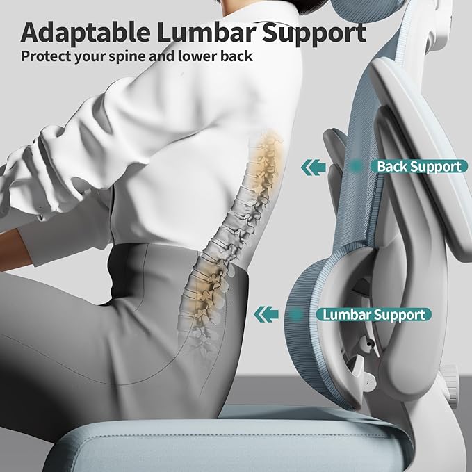 TRALT Office Chair Ergonomic Desk Chair, 330 LBS Home Mesh Office Desk Chairs with Wheels, Comfortable Gaming Chair, High Back Office Chair for Long Hours (Blue)-DeskLoop Office