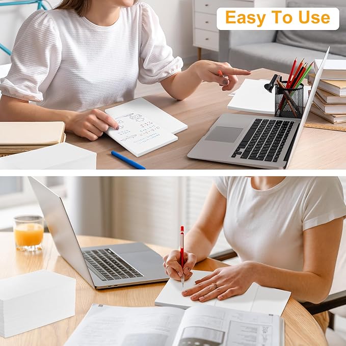 Fainne 3 x 5 Inch Paper Note Pads White Memo Pad Blank Writing Memo Scratch Paper for Waitress Waiter Book to Do Grocery List Small Notebook Restaurant Checkbook, White(200 Pack)-DeskLoop Office