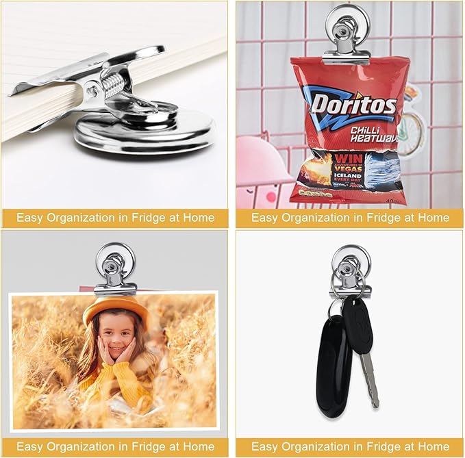 VNDUEEY 20 Pack Silver Magnetic Clips for Refrigerator, Strong Fridge Magnets Heavy Duty Magnet Clips Whiteboard Magnets, Magnetic Clips for Home School Office-DeskLoop Office