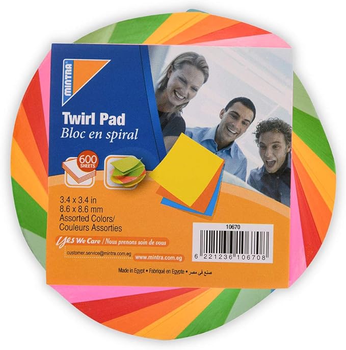 Mintra Office Memo Pads (1pk, Twirl Pad - Bright)-DeskLoop Office