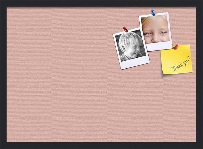 PinPix 28x20 Inch Cork Bulletin Board. This Decorative Framed Pin Board Comes with Pink Pastel Design and a Satin Black Frame. Ideal for Home Office Decor or Message Board (PinPix-1813)-DeskLoop Office