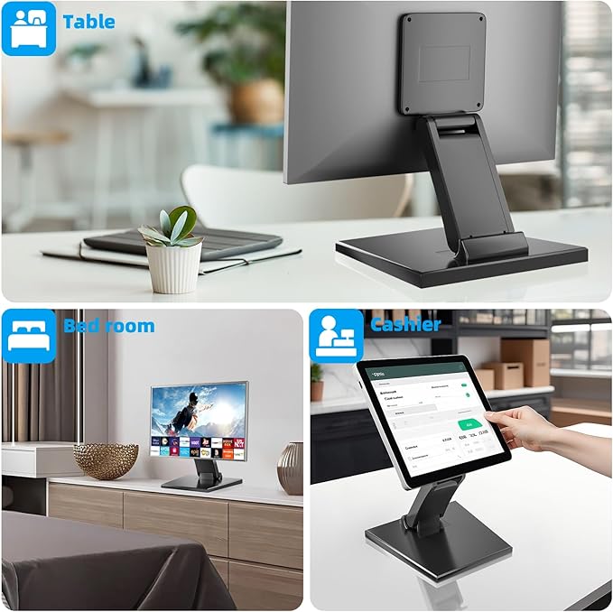 Jakeko Lay Flat Low Profile Monitor Stand - For 14-24" Screens Ergonomic Adjustable Desktop Mount With 100x100mm Compatibility-DeskLoop Office