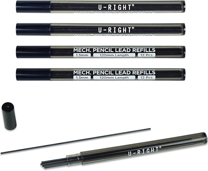 60 Pcs 1.3 mm Lead Refills for Mechanical Pencil, Break Resistant Weatherproof, 120 mm Length, 12 Pcs/tube, 5 Tubes-DeskLoop Office