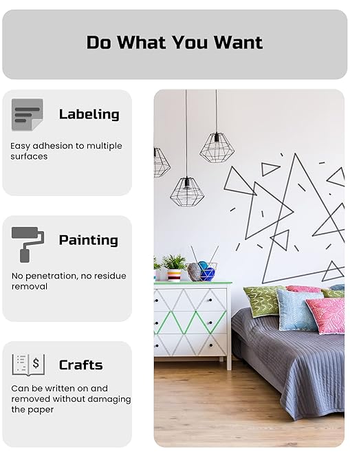 Lichamp Blue Painters Tape, 1 Pack 1.9 inch by 55 Yards Paper Tape, Blue Tapes for Crafts Arts-DeskLoop Office