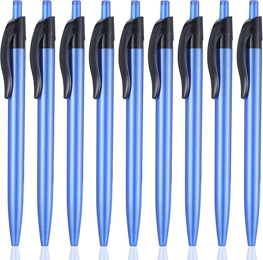 Retractable Blue Ballpoint Pen for Smooth Writing 1.0mm Medium Pack of 100, Click pens with Comfort grip, Idea for Journaling, Planner, Note Taking Office School Supplies-DeskLoop Office