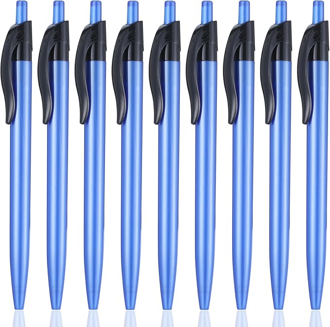 Retractable Blue Ballpoint Pen for Smooth Writing 1.0mm Medium Pack of 50, Click pens with Comfort grip, Idea for Journaling, Planner, Note Taking Office School Supplies-DeskLoop Office