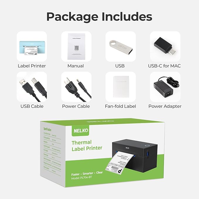 Nelko Bluetooth Thermal Shipping Label Printer, 4x6 Shipping Label Printer for Shipping Packages, Support Android, iPhone and Windows, Widely Used for Amazon, Ebay, Shopify (Blue)-DeskLoop Office