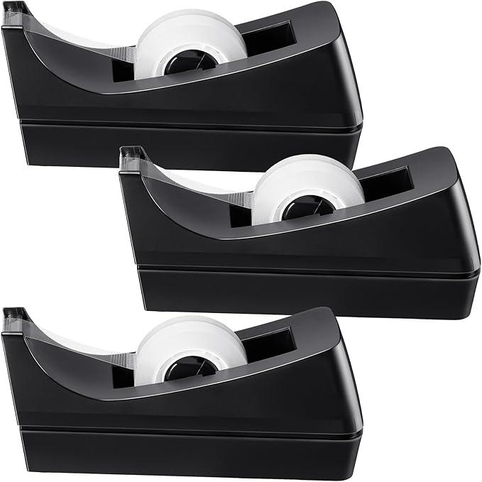 3 Pack Desktop Tape Dispenser Tape Roll Non Skid Base Tape Dispensers for Office Home School (Tape Not Included)-DeskLoop Office