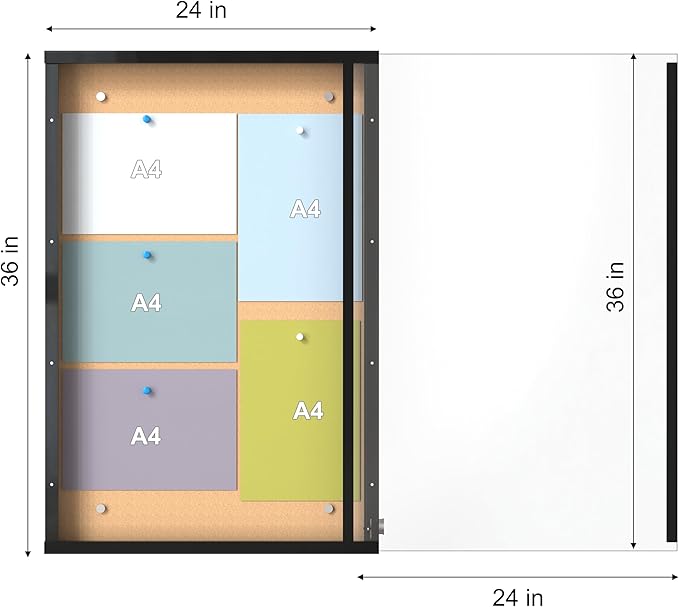 36 x 24 in Waterproof Outdoor Bulletin Board Lockable Wall-Mounted with Cork Backing, Ideal for Schools, Offices, and Restaurants-DeskLoop Office