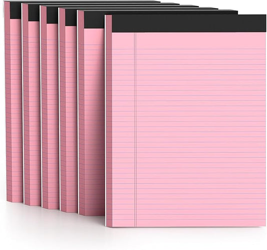 300 Sheets Pink Legal Pads 8.5 x 11 College Ruled Paper 6-Pack Note Pad Narrow Ruled 50 Sheets per Notepad Perforated Writing Pad Durable Sturdy Back 8x11 Pads of Paper-DeskLoop Office