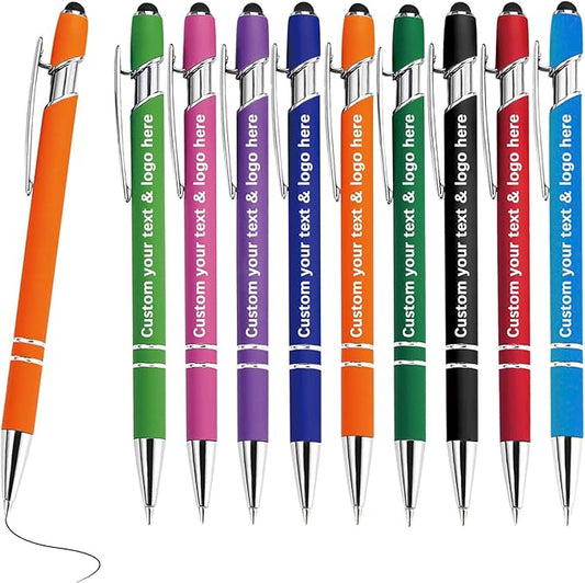 Personalized Ballpoint Pens Bulk with Stylus, Custom Pen Engraving Name Logo Text, Gifts for Business School Christmas Birthday Office Graduation-DeskLoop Office