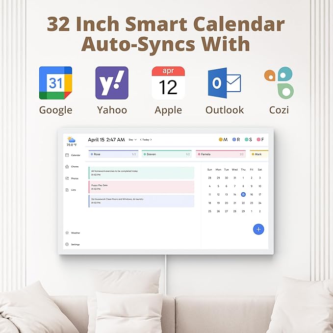 Dragon Touch 32" Digital Calendar Chore Chart – 1080P Full HD Interactive Touchscreen, Smart Family Planner, Hearth Display Digital Calendar Wall & Desk Mountable for Seamless Scheduling-DeskLoop Office